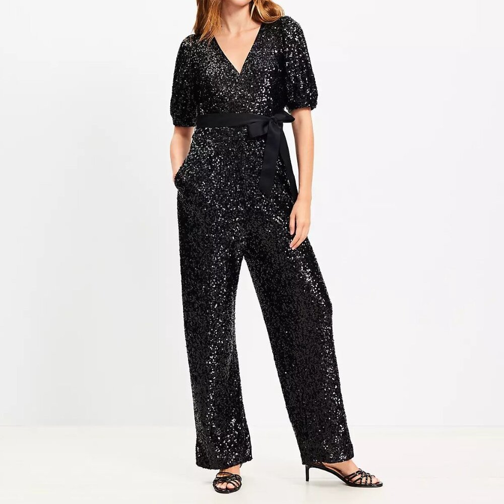 Sequin Tie Waist Jumpsuit  Size 00 NWT